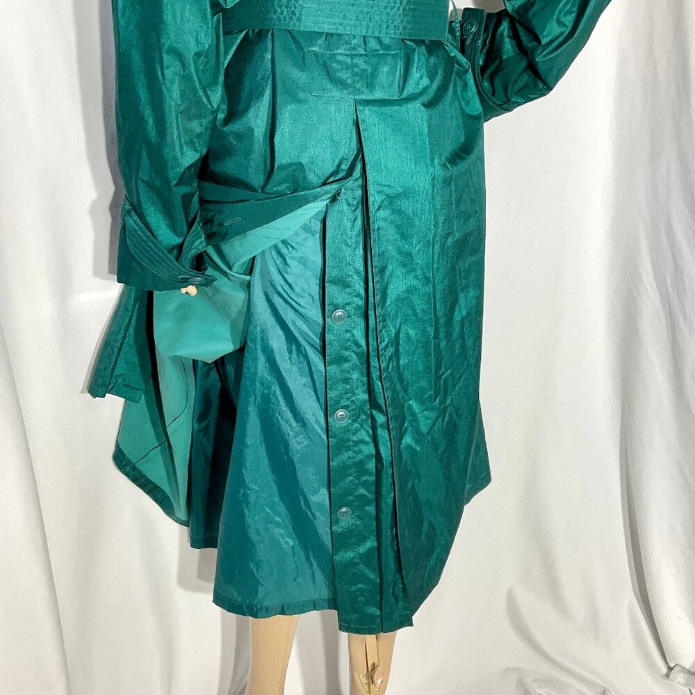 Vintage London Fog Sz 8 Trench in 80s Colors Teal & Purple Womens Coat Retro - Picture 5 of 16
